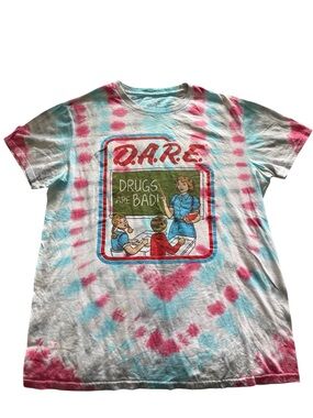 Vintage DARE T Shirt Tie Dye Large | Drugs Are Bad Graphic Tee 90s Retro